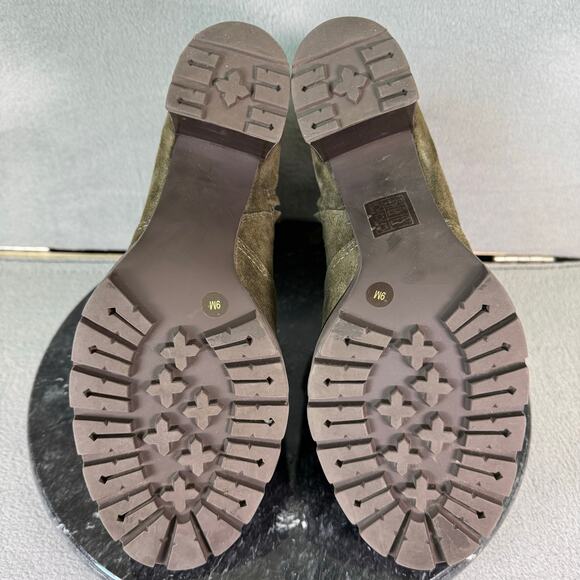 Tory Burch Sofia Lug Sole Ankle Bootie Heel Green Suede Women’s Size 9M US - Picture 7 of 8